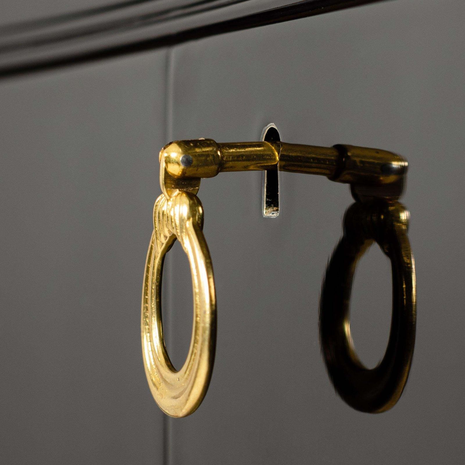 photo vinterior Mid Century Italian Credenza Black Lacquer Brass Details By Vittorio Dassi 1950s