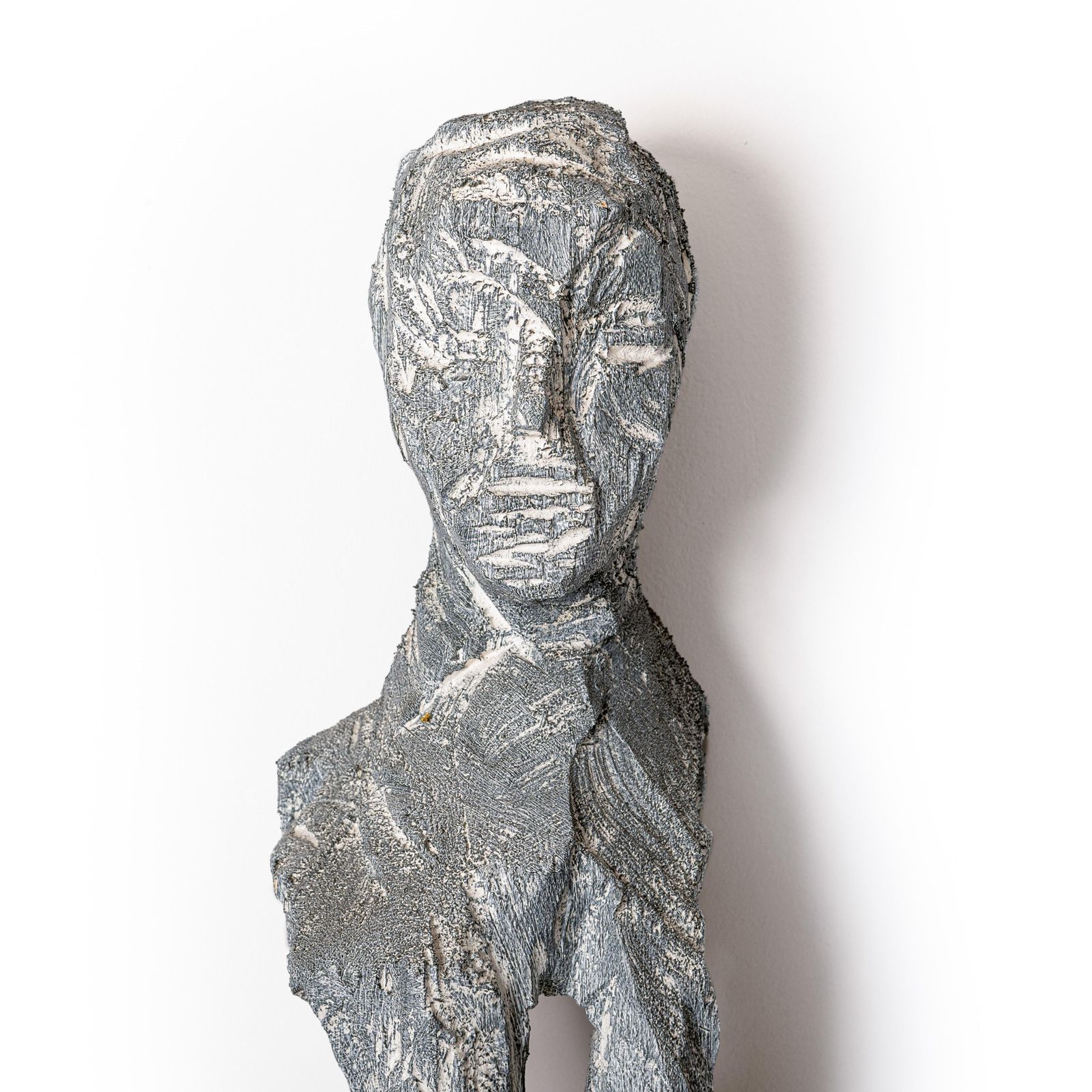 Tall Abstract Wooden Wall Mounted Grey Blue Sculpture By Christofer Kochs 2014 photo for sale