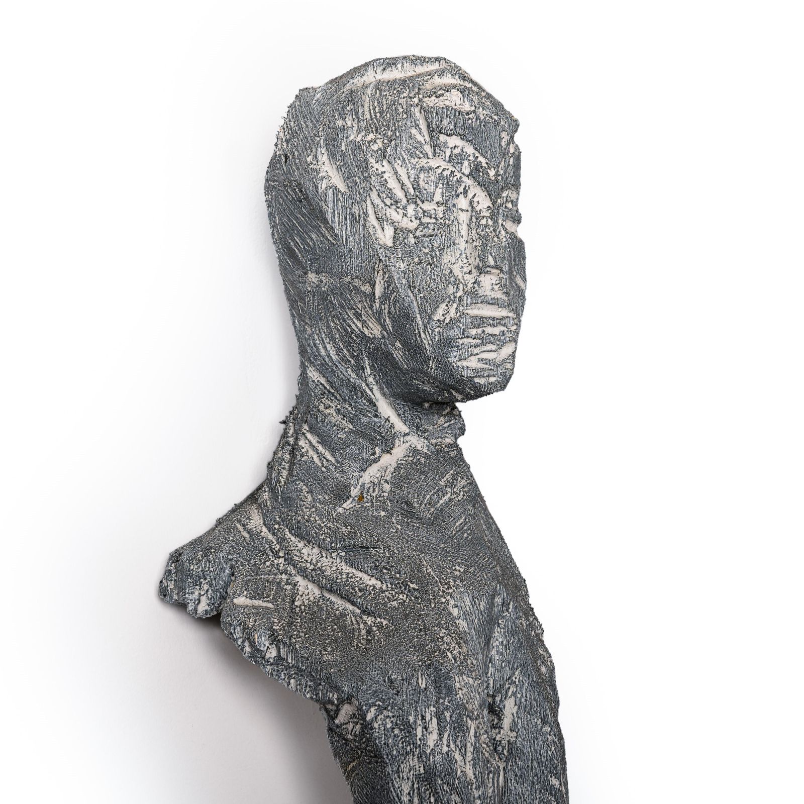 Tall Abstract Wooden Wall Mounted Grey Blue Sculpture By Christofer Kochs 2014 photo Art