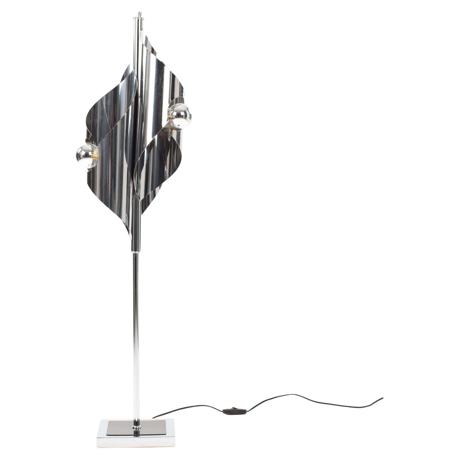 French Mid Century Minimalist Table Lamp In Clear, Polished, Chromed Lines 1970s
