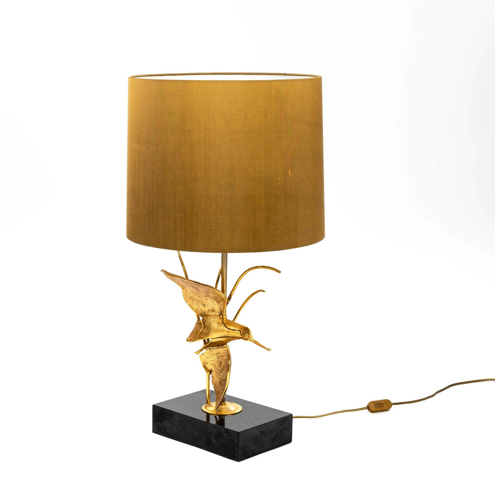 Italian Midcentury Gilded Brass Bird Table Lamp By Gm Italia 1950s photo vinterior