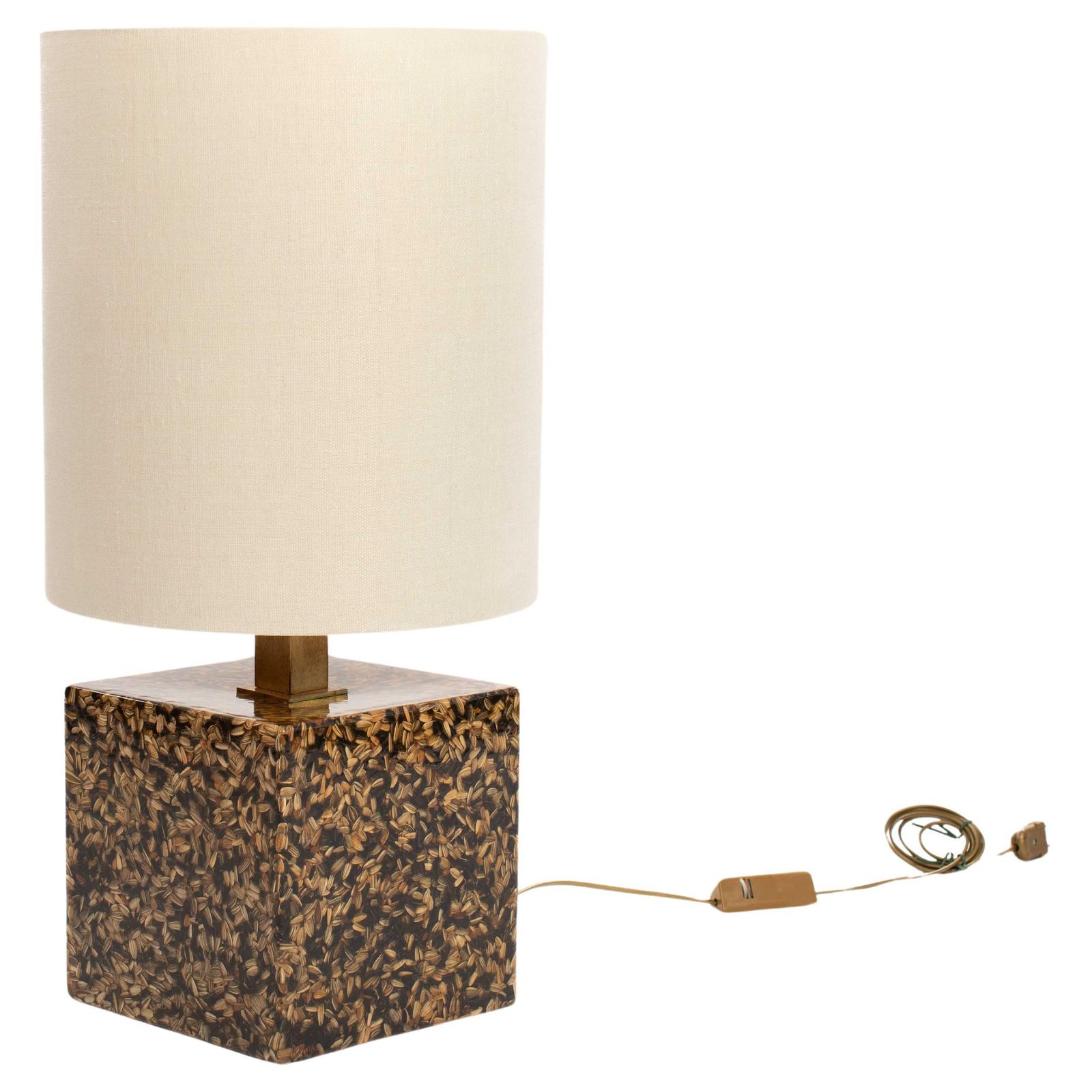 Italian Mid Century Table Lamp Out Of Sunflower Seeds And Resin R. Mazzi 1970s