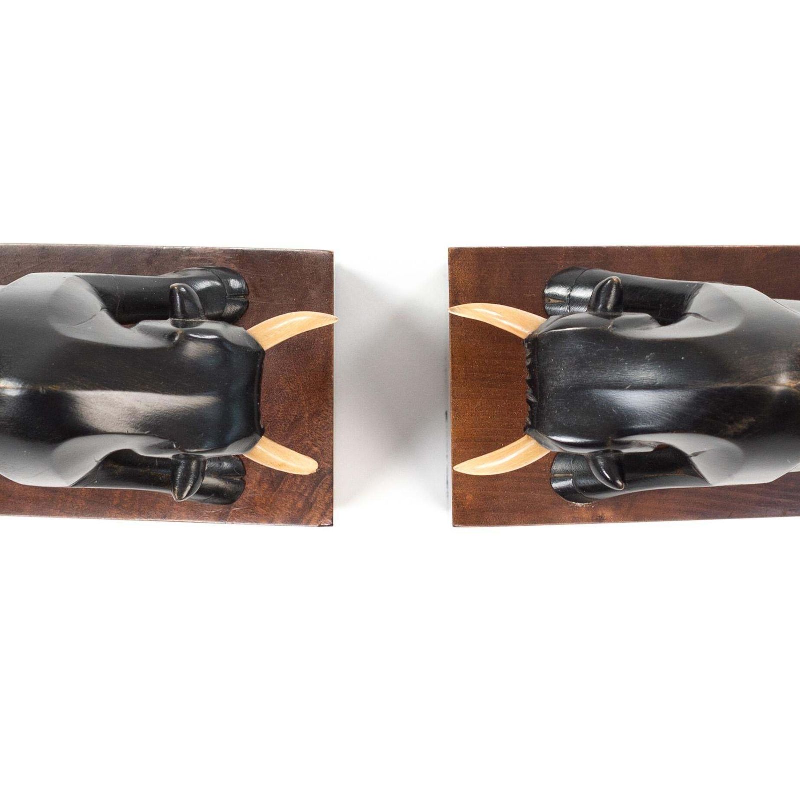 Home Decor Pair Of French Cubistic Art Déco Bookends In Ebony Horn, Signed By Hand 1920s photo