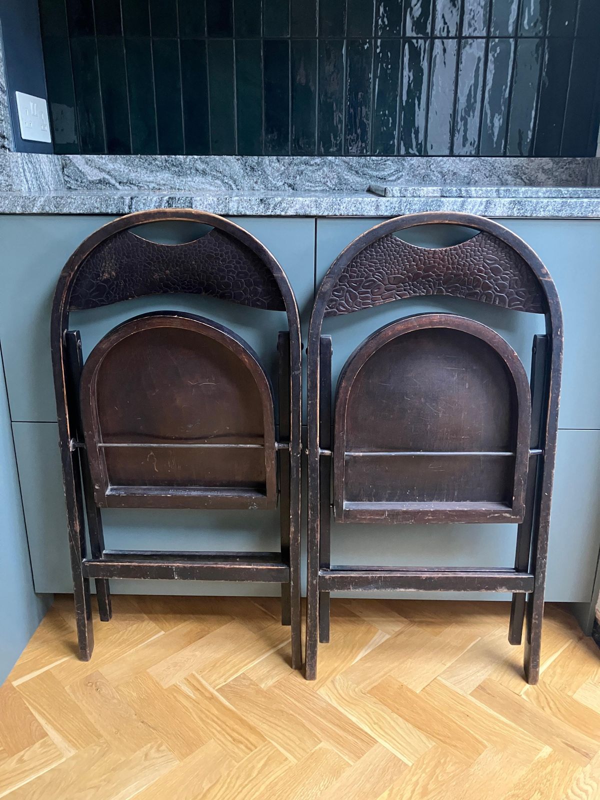 A Pair 1930's Thonet Crocodile Folding Chairs Bauhaus Era photo 357.0