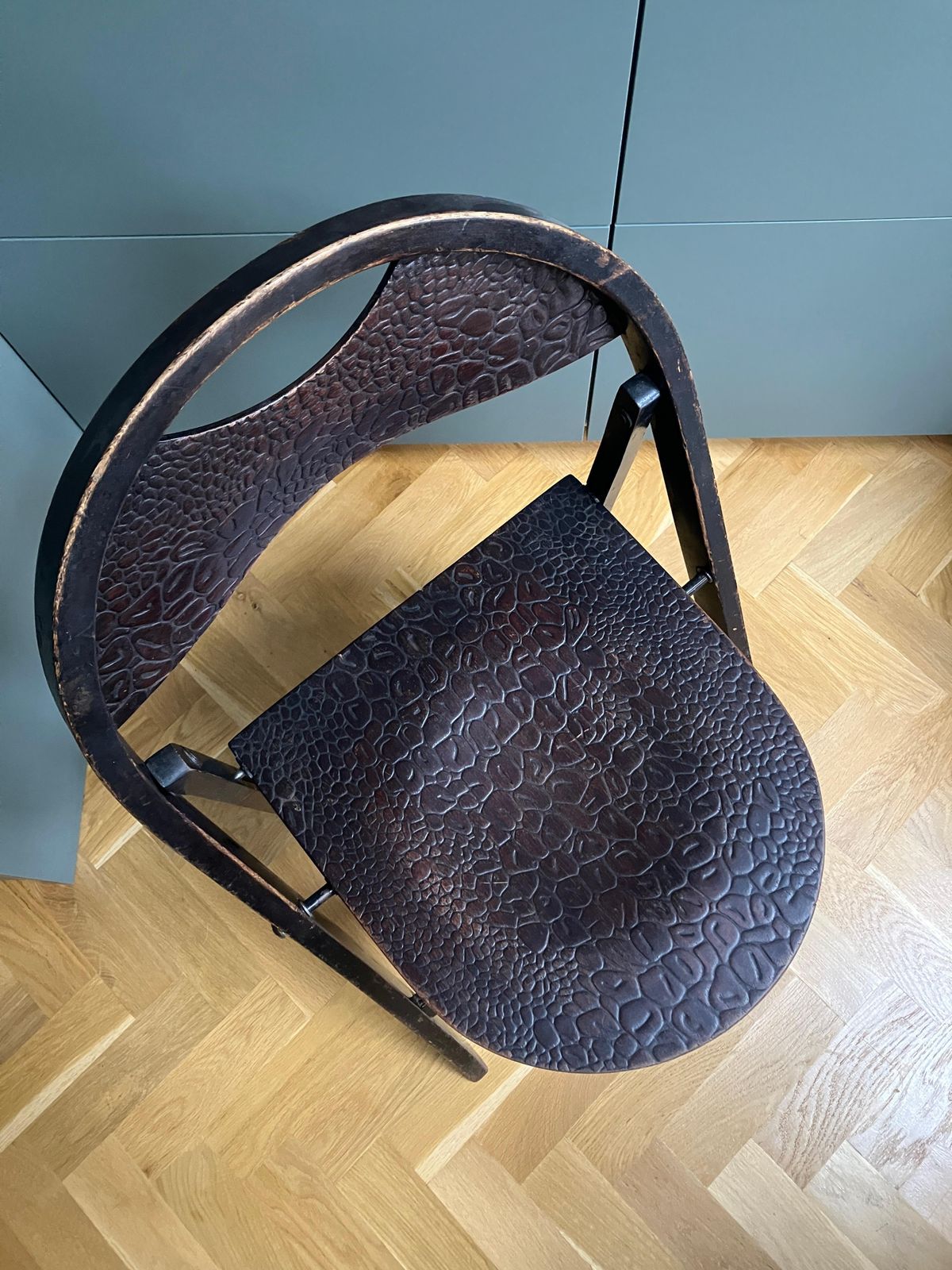A Pair 1930's Thonet Crocodile Folding Chairs Bauhaus Era photo buy