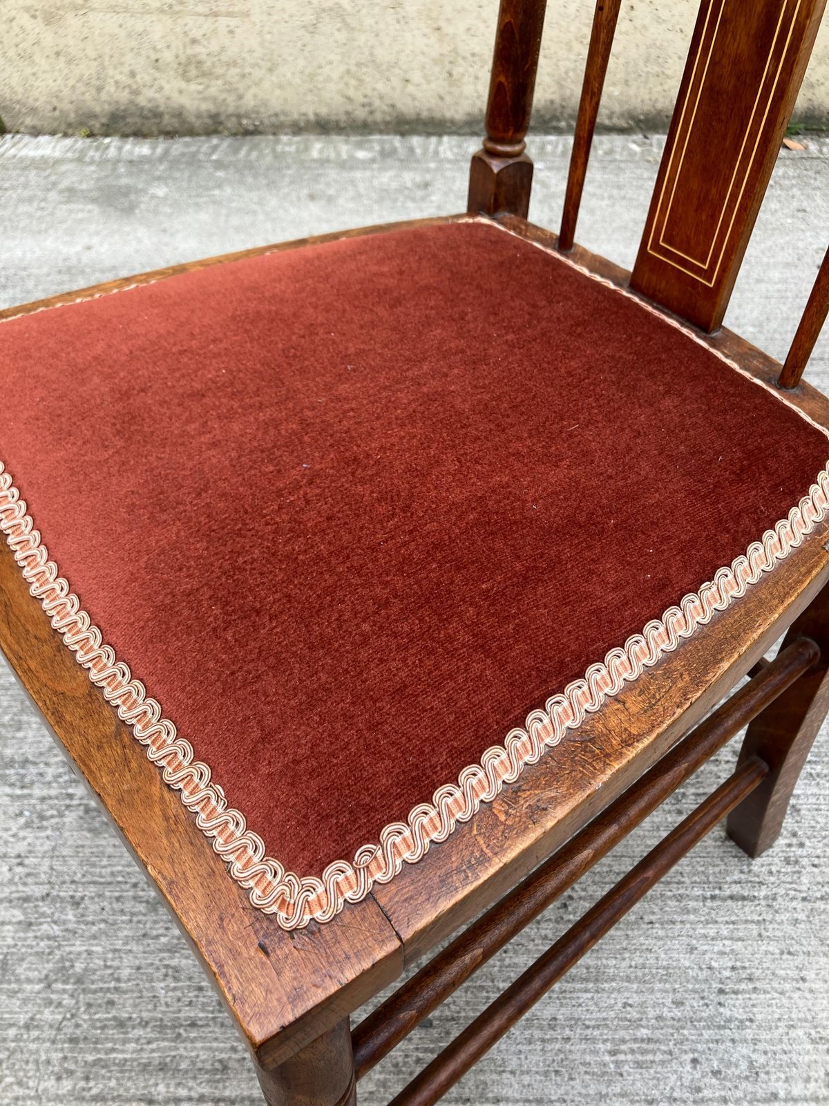 English Antique Inlaid Mahogany Arts & Crafts Side Chair Bedroom Chair photo vinterior