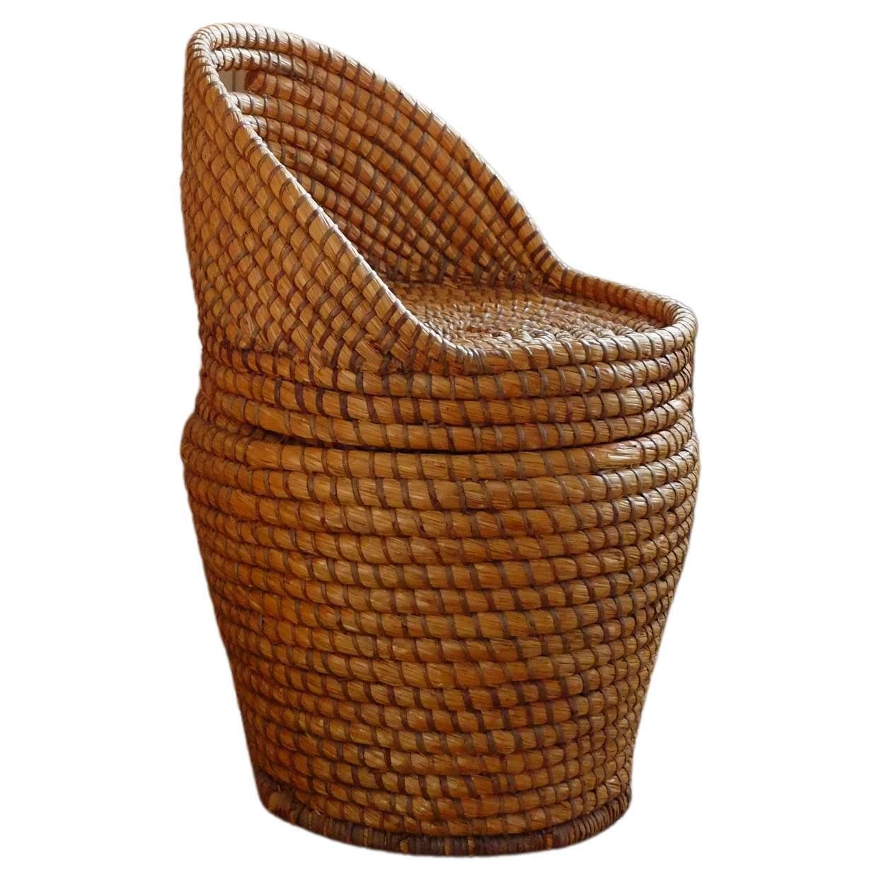 Bohemian Rattan Bedroom Chair   Reeded Hand Woven Straw Basket Chair photo furniture