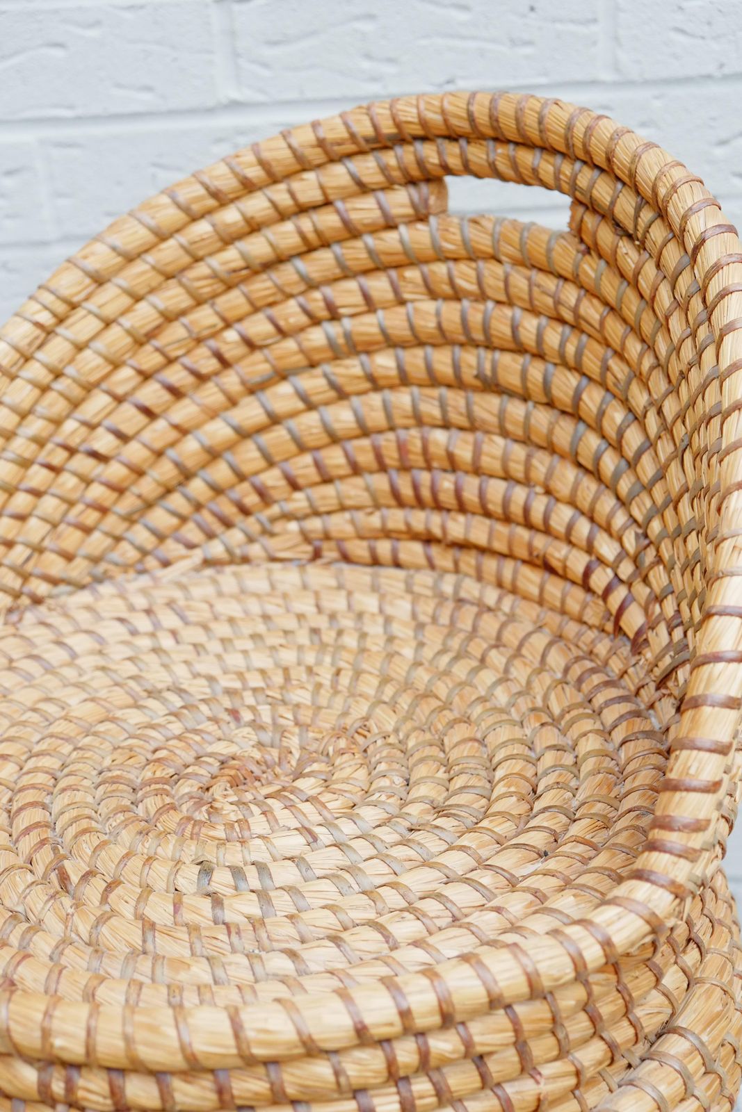 Furniture Bohemian Rattan Bedroom Chair   Reeded Hand Woven Straw Basket Chair photo