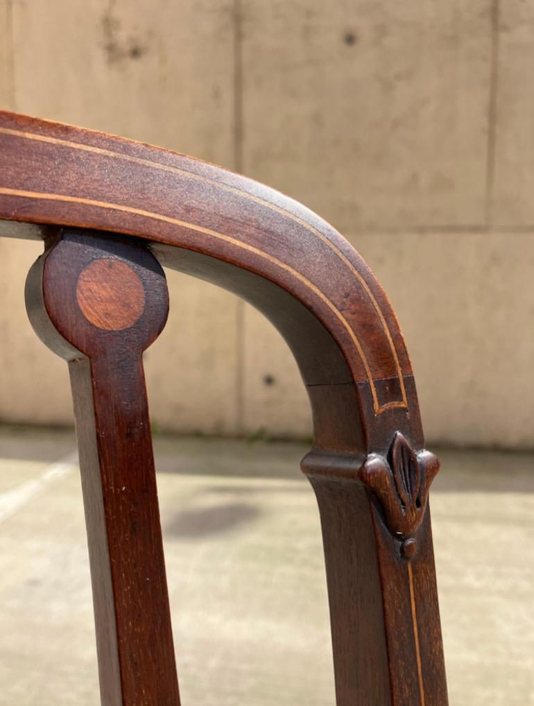 photo for sale English Inlaid Mahogany Needlepoint Armchair \ Bedroom Side Chair