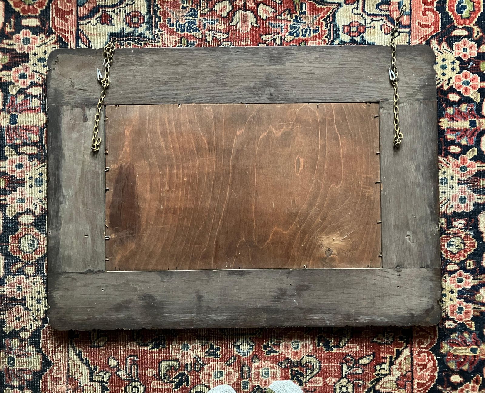photo furniture Large Decorative English Oak Framed Art & Crafts Mantel Mirror Late 19th Century