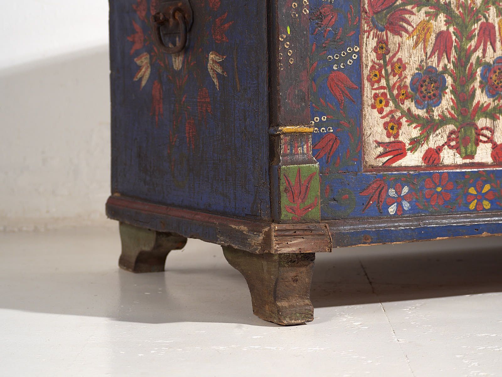 Antique Blue Trunk With Hand Painted Floral Details (C.1870) #2 photo 2884.0