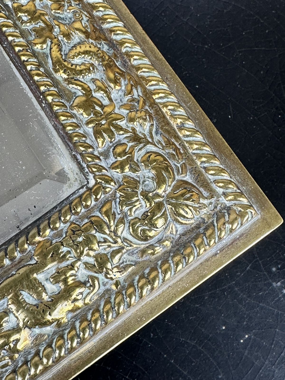 Pair Of Antique Brass Ornate Wall Mirrors With Original Glass photo Home Decor