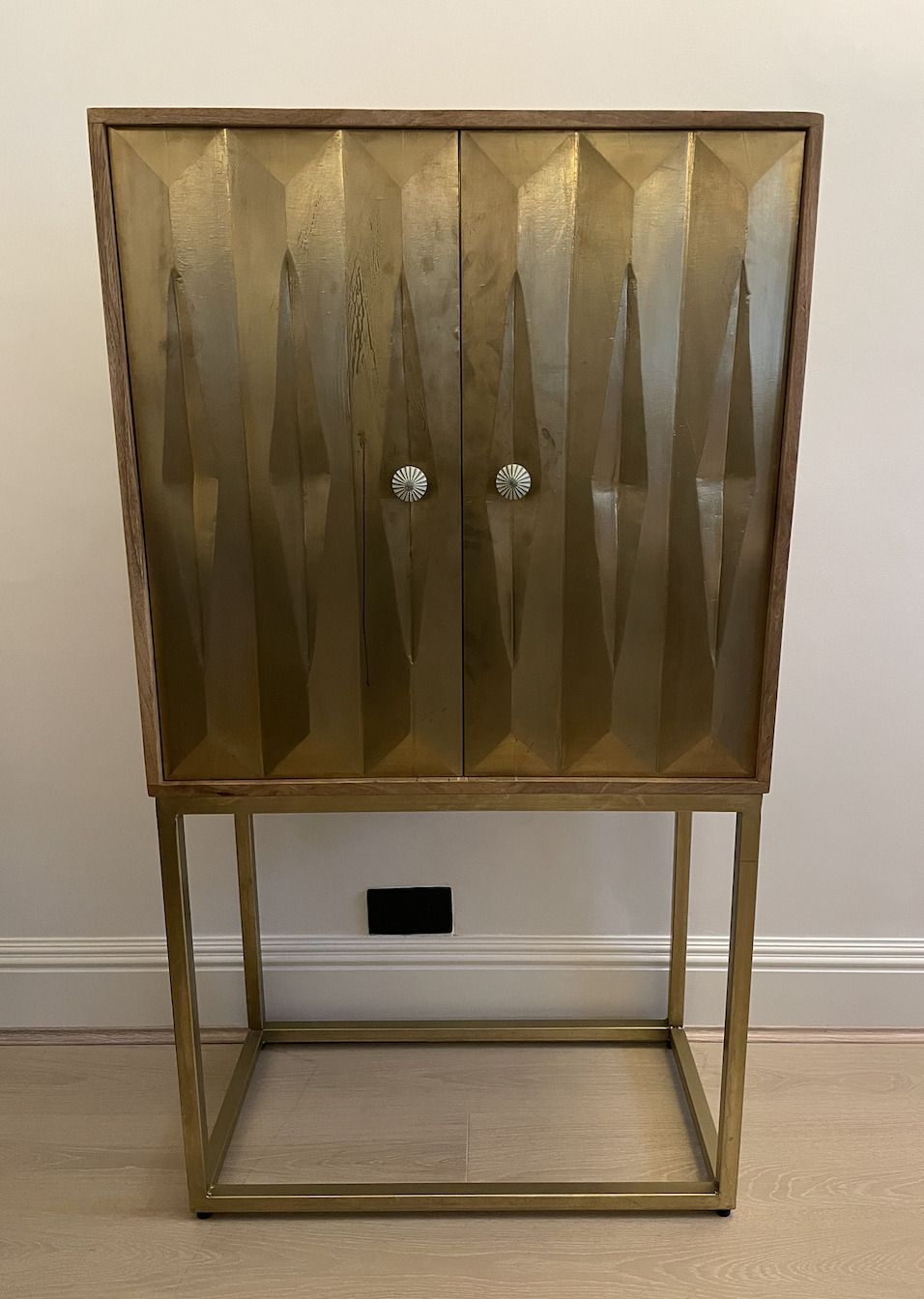 Avant Garde Furniture   India Brass Geometric Bar Cabinet photo for sale