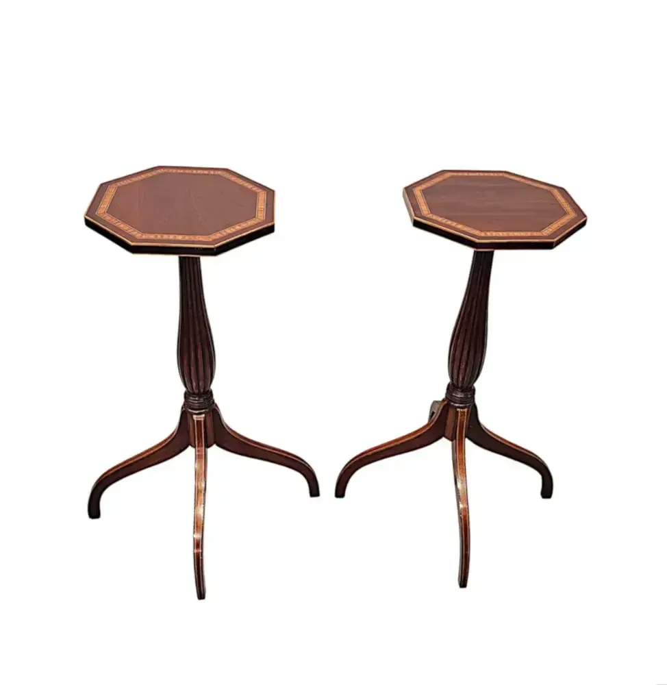 A Very Rare Pair Of Edwardian Inlaid Tall Wine Tables photo 4500.045