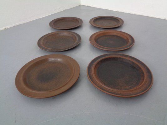 Ruska Plates By Ulla Procope For Arabia, Set Of 6, Finland, 1960s , Set Of 6 photo 151.0