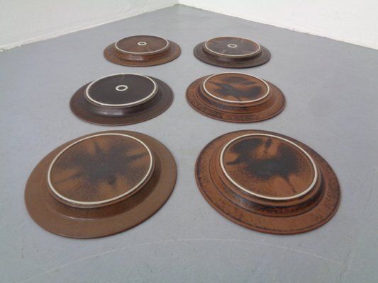 Ruska Plates By Ulla Procope For Arabia, Set Of 6, Finland, 1960s , Set Of 6 photo vinterior