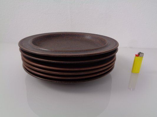 Ruska Plates By Ulla Procope For Arabia, Set Of 6, Finland, 1960s , Set Of 6 photo vintage