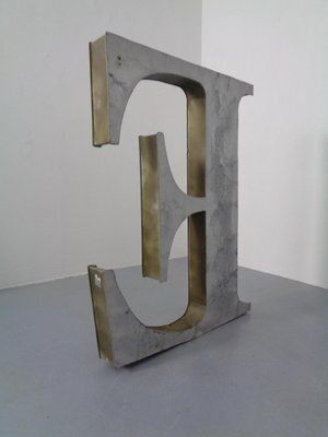 Large Industrial Letter E In Aluminum, 1960s photo 293.0