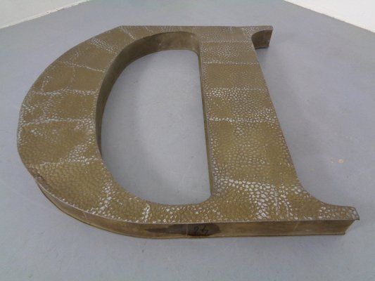 Large Industrial Letter D In Aluminum, 1960s photo vintage