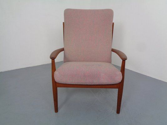 photo for sale Set Of Set Of Teak High Back Chair And Ottoman By Grete Jalk For France & Son, 1960s