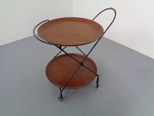 Mid Century Teak And Metal Serving Bar Cart By Paul Nagel For Jie Gantofta, Sweden, 1960s photo vinterior