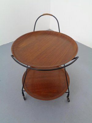 Mid Century Teak And Metal Serving Bar Cart By Paul Nagel For Jie Gantofta, Sweden, 1960s photo vintage