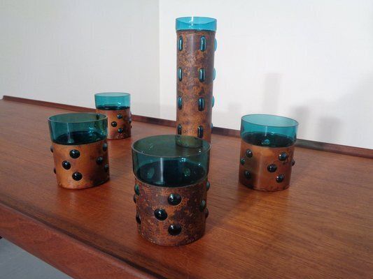 Copper And Glass Set By Nanny Still For Raak Amsterdam, 1970s, Set Of 5 photo 820.0