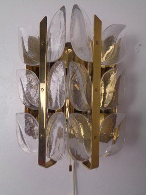 Austrian Florida Glass And Brass Sconce By J.T. Kalmar For Kalmar Franken Kg, 1960s