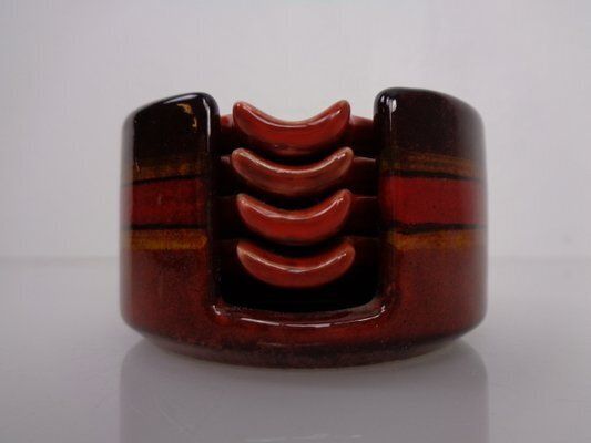 Pop Art Ceramic Ashtrays By Romolo Verzolini For Questa Maiolica, Italy, 1970s, Set Of 5