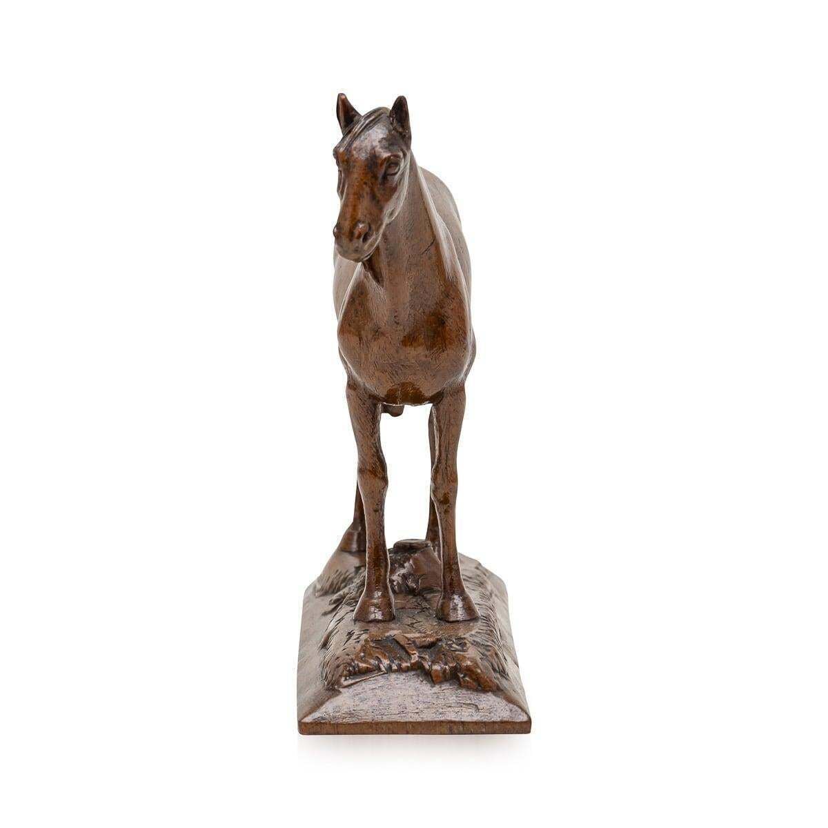 Antique 20th Century Victorian English Carved Walnut Horse C.1900 photo for sale