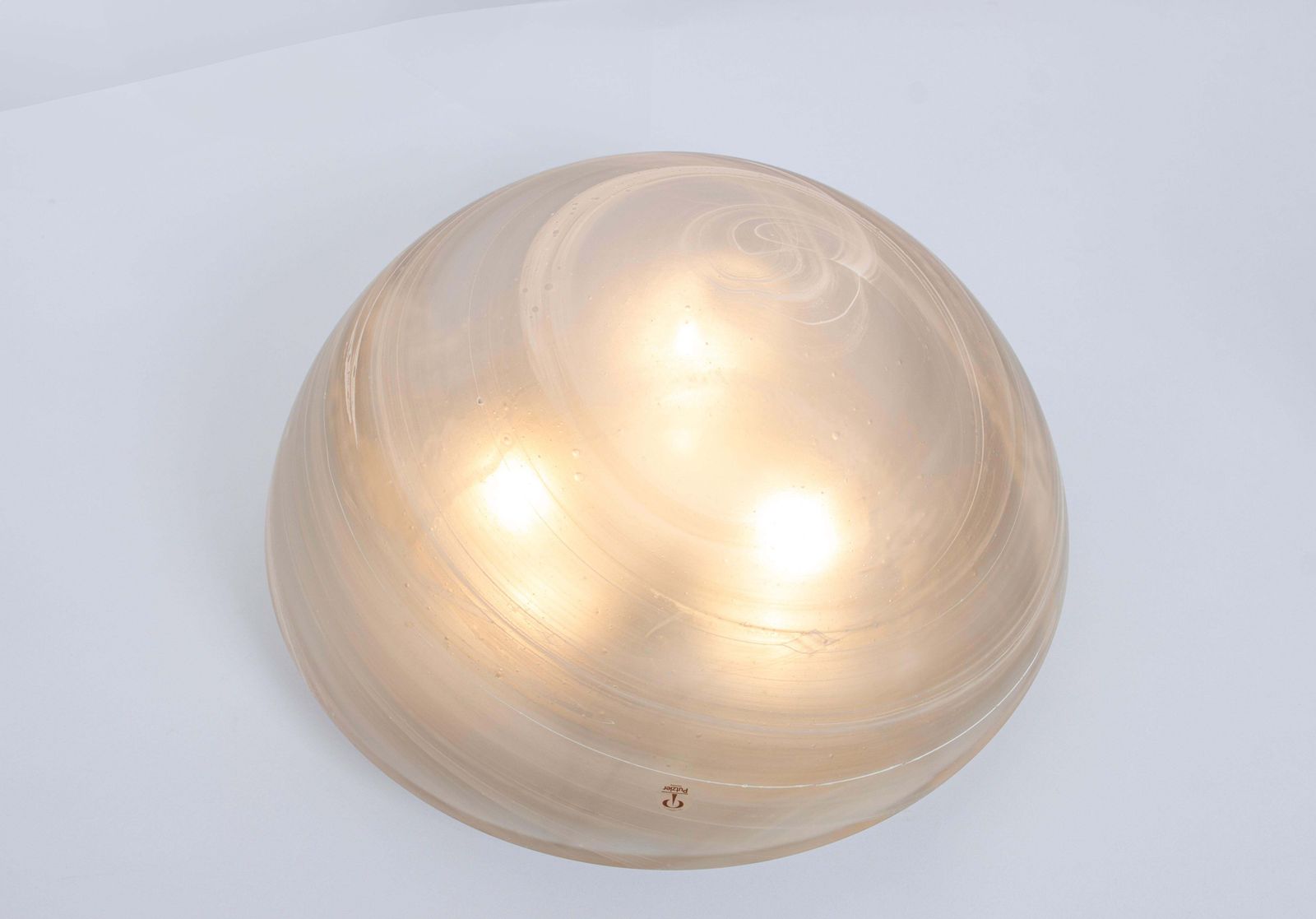 1 Of 8 Large Stunning Glass Flushmount By Peill & Putzler, Germany, 1970s photo vinterior