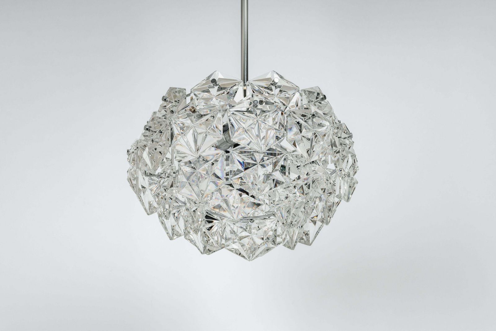 Petite Stunning Pendant, Chrome And Crystal Glass By Kinkeldey, Germany, 1970 photo furniture
