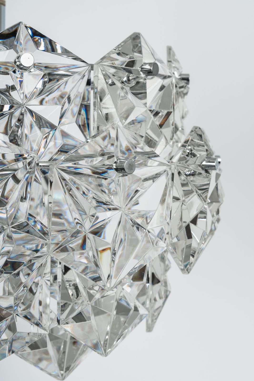 Petite Stunning Pendant, Chrome And Crystal Glass By Kinkeldey, Germany, 1970 photo Lighting
