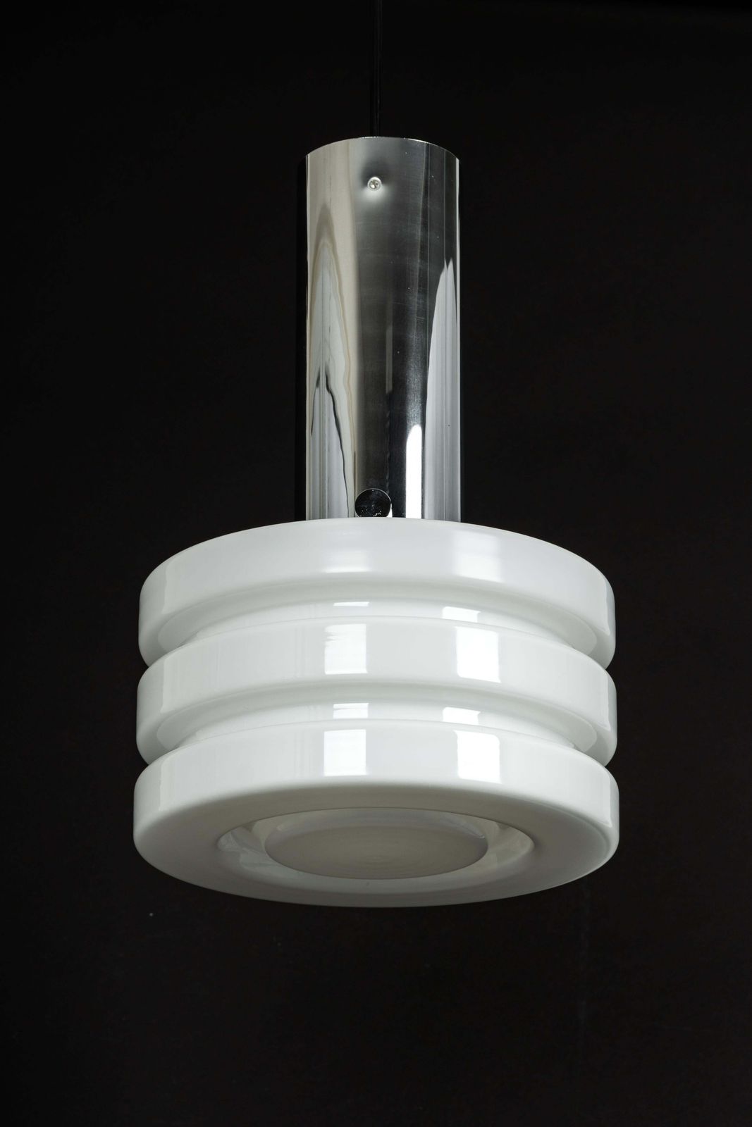 1 Of 2 Petite Opal Glass Pendant Light By Limburg, Germany, 1960s photo vinterior