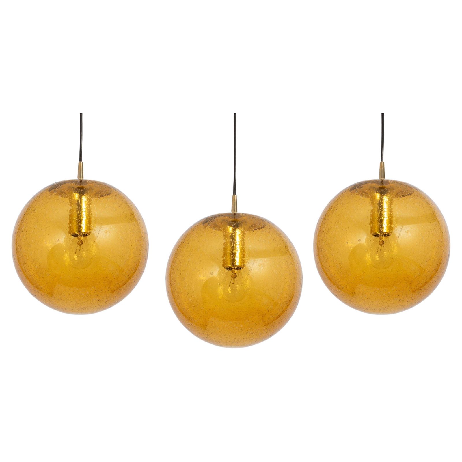 1 Of 7 Large Glass Pendant Light By Peill & Putzler, Germany, 1970s