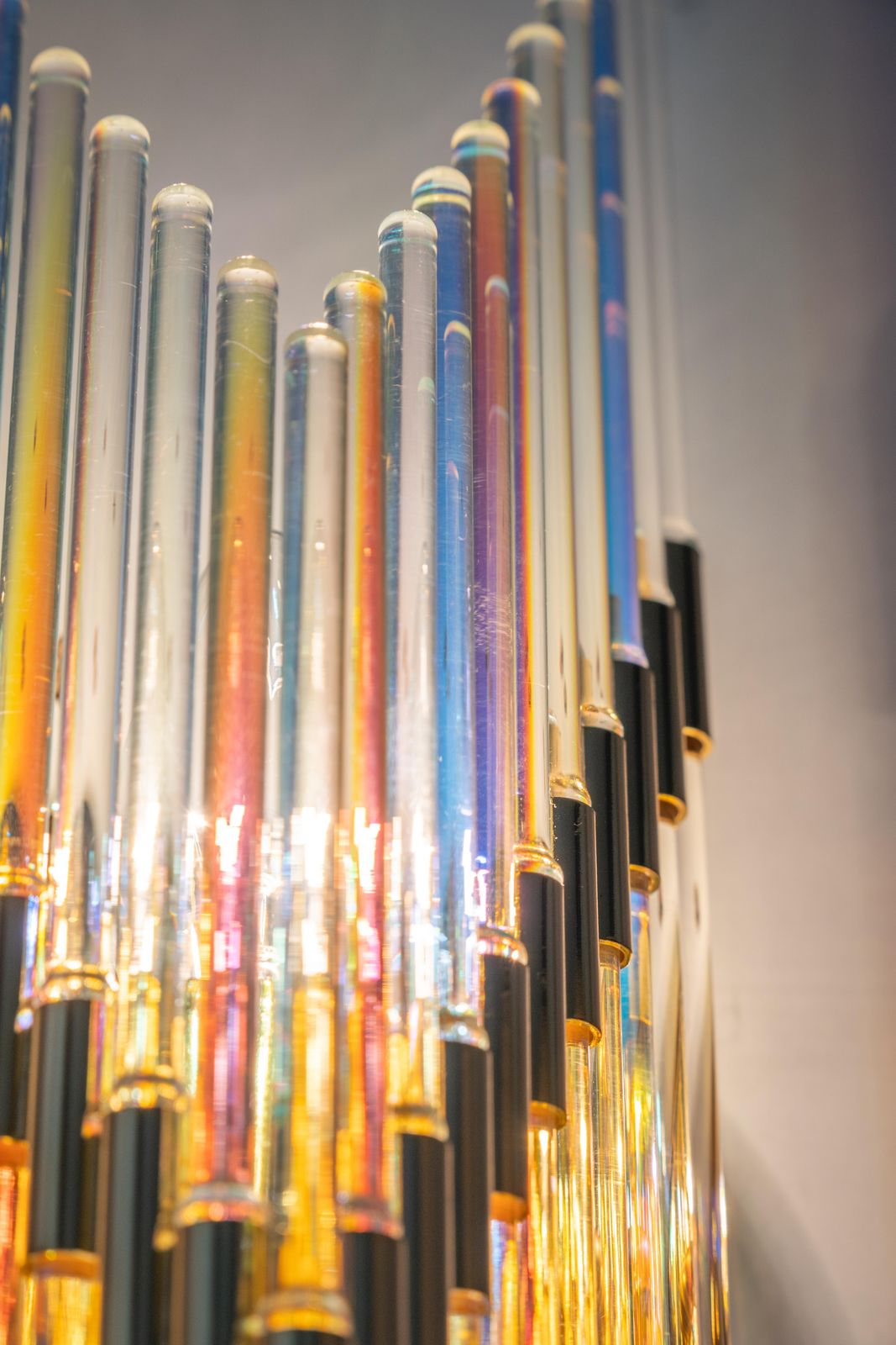 Lighting 1 Of 3 Crystal Glass Rods Wall Sconces, Germany, 1970s photo