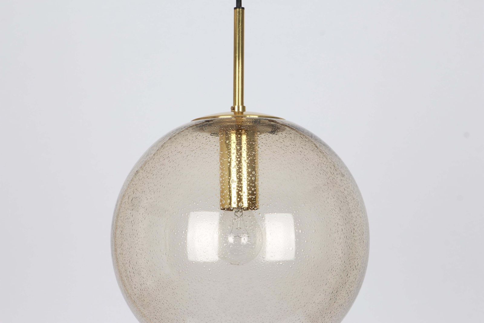 731.0 Limburg Brass With Smoked Glass Ball Pendant, Germany, 1970s photo