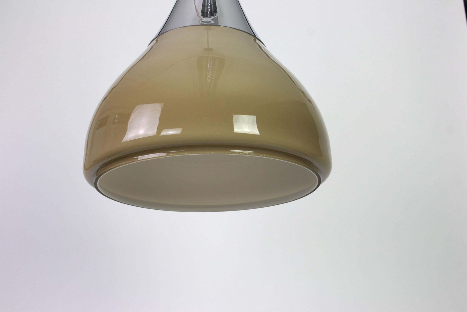 Large Braun Opaline Glass Pendant By Limburg, Germany, 1970s photo Lighting
