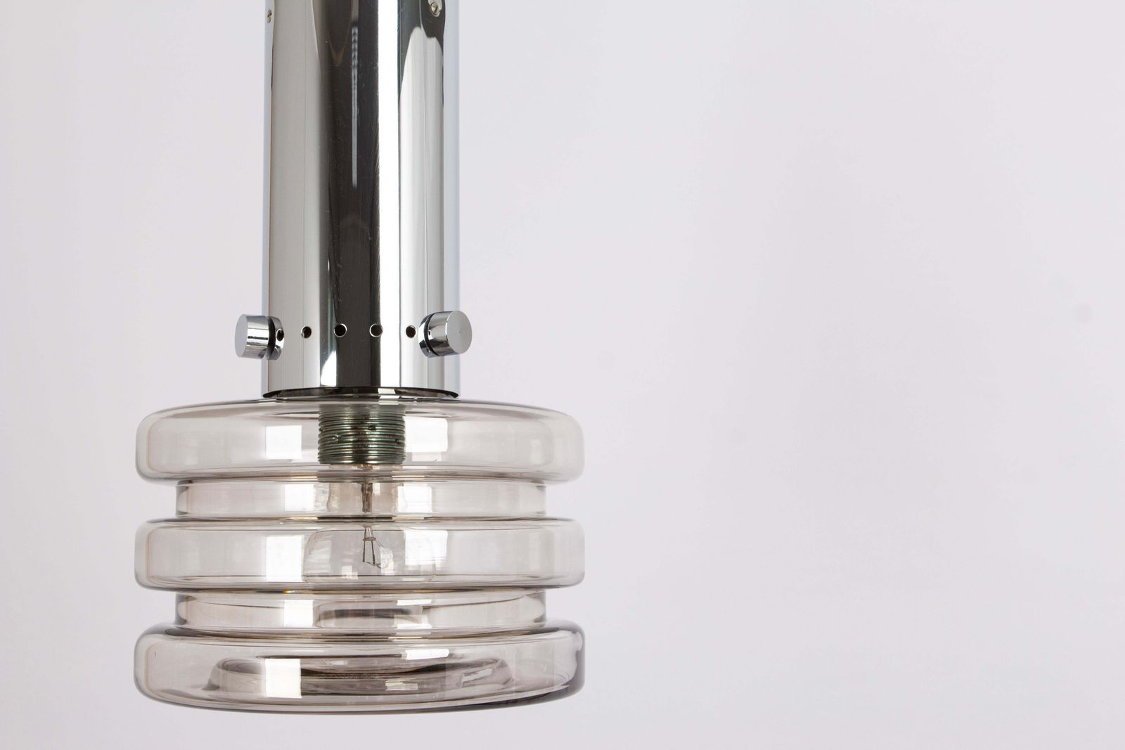 1 Of 4 Stunning Petite Glass Chrome Pendants By Limburg, Germany, 1970s photo 662.0