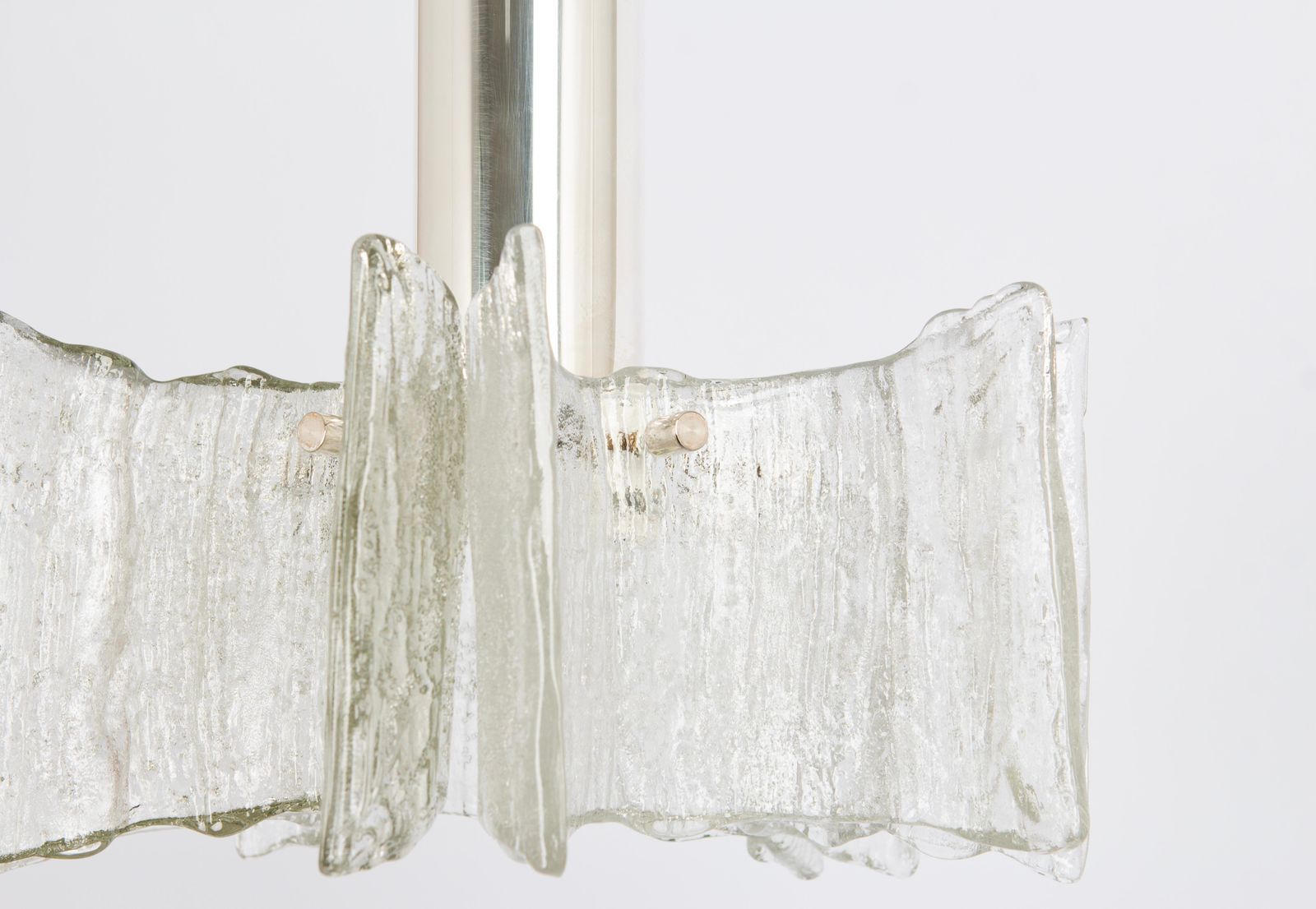 1 Of 4 Petite Ice Glass Chrome Pendant Light By Kaiser, Germany, 1960s photo 474.0