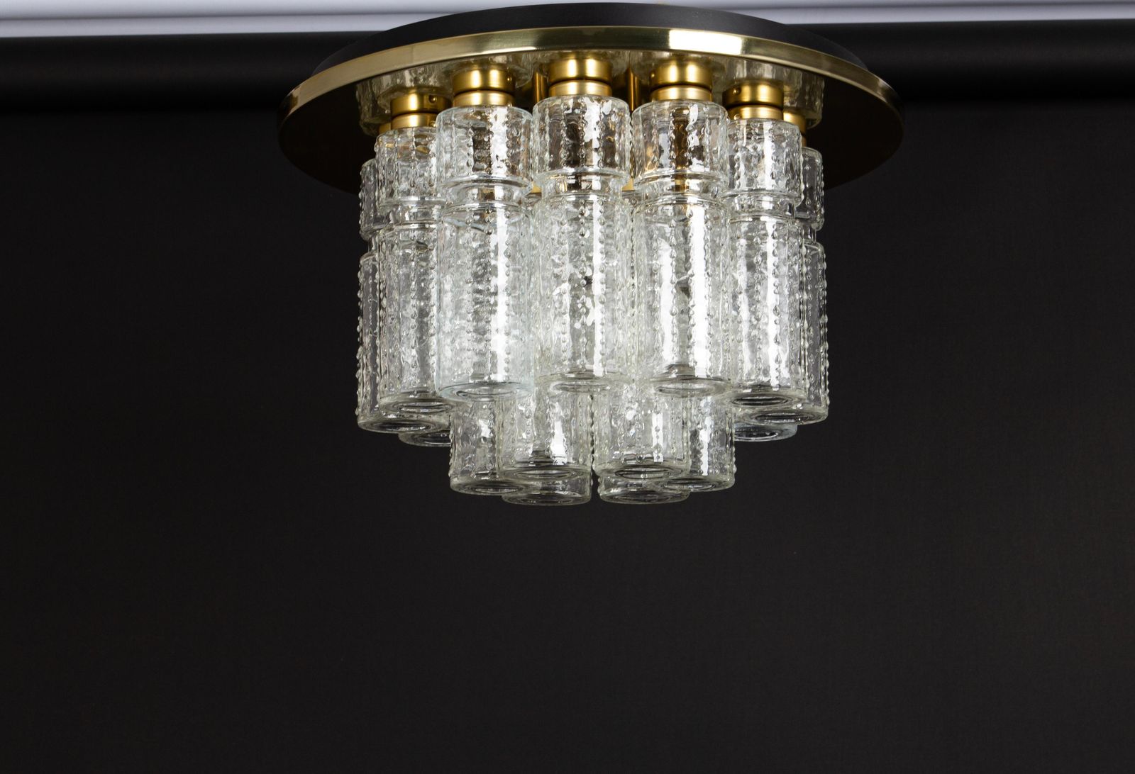 1 Of 5 Large Limburg Glass Flush Mount, Germany, 1970s photo vintage
