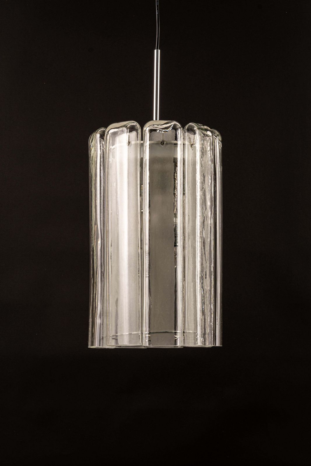 1 Of 6 Cylindrical Pendant Fixture With Crystal Glass By Doria, Germany, 1970s photo furniture