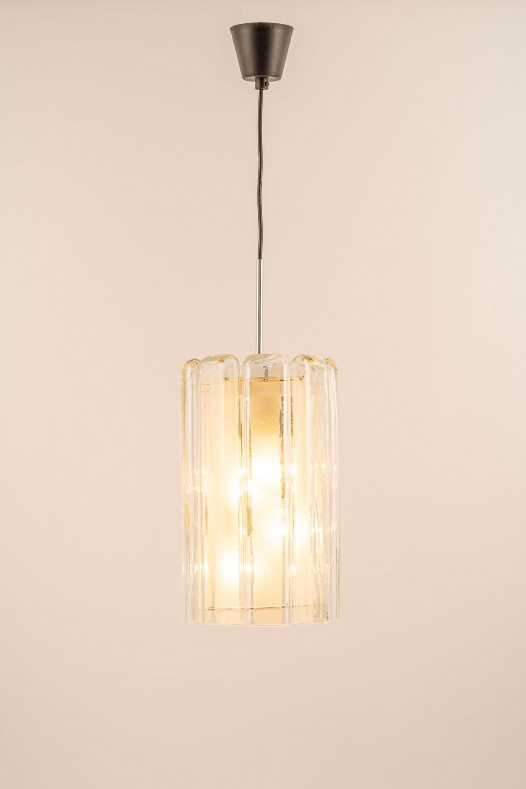 photo furniture 1 Of 6 Cylindrical Pendant Fixture With Crystal Glass By Doria, Germany, 1970s