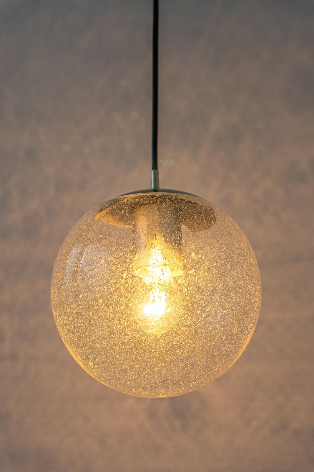 Petite Limburg Chrome With Clear Glass Ball Pendant, Germany, 1970s photo for sale