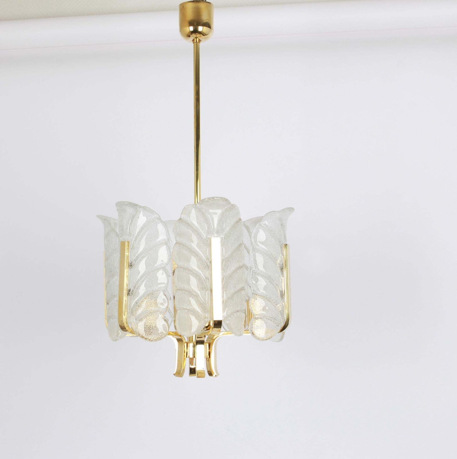1 Van 2 – Chandelier Van Carl Fagerlund Met Murano Glazen Bladeren, Jaren 1960 photo for sale