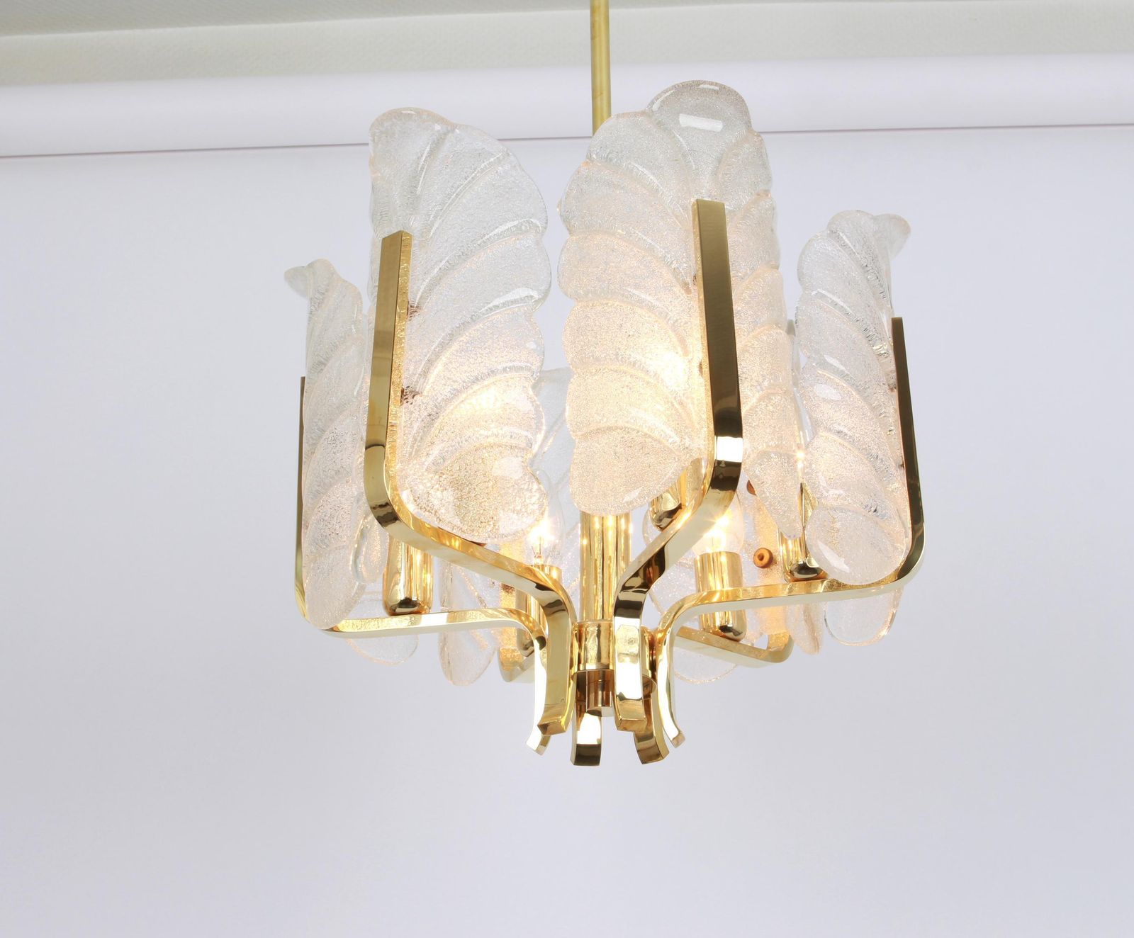 1 Van 2 – Chandelier Van Carl Fagerlund Met Murano Glazen Bladeren, Jaren 1960 photo vinterior