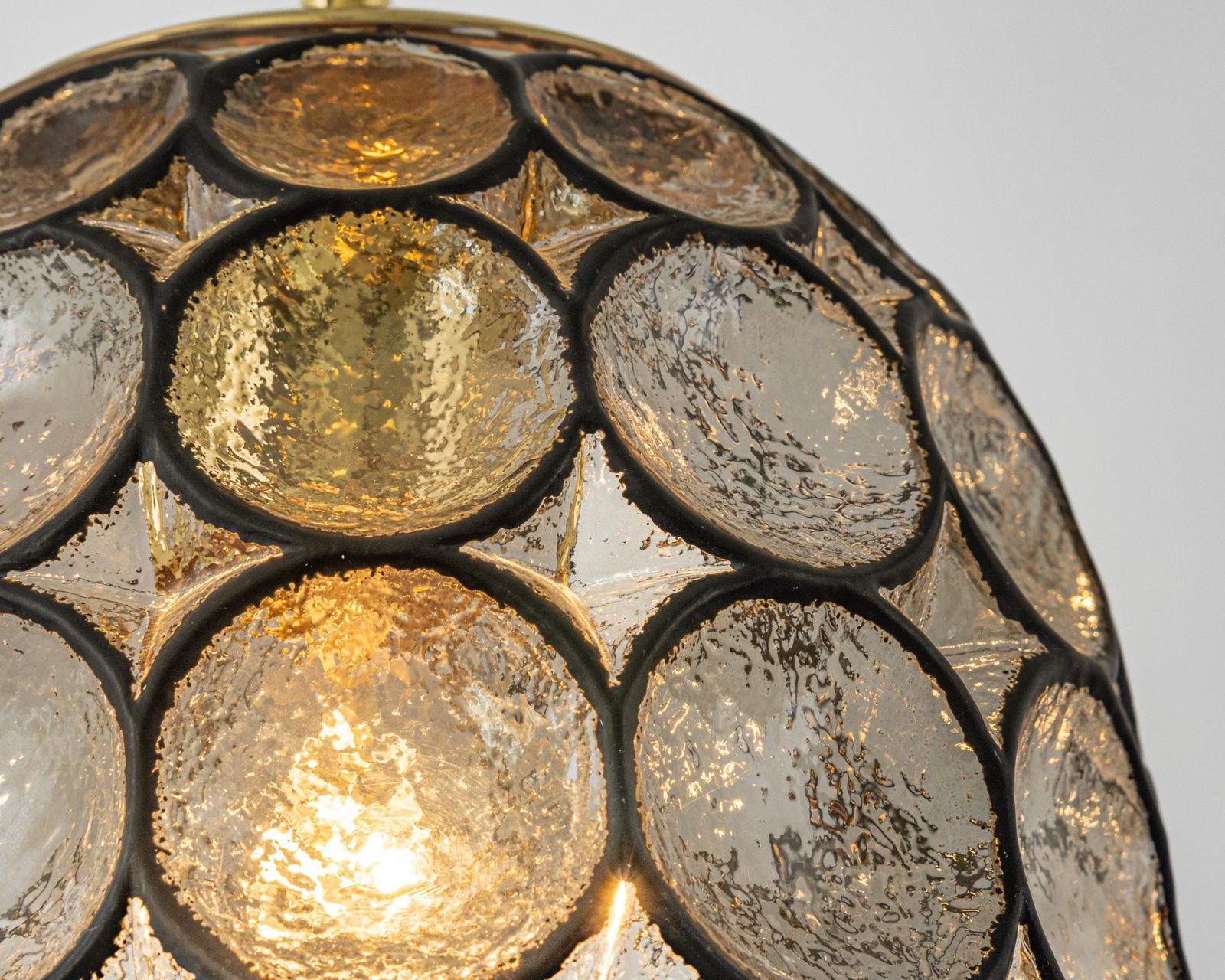 1 Of 4 Petite Iron And Clear Glass Pendant Lights By Limburg, Germany, 1960s photo Lighting