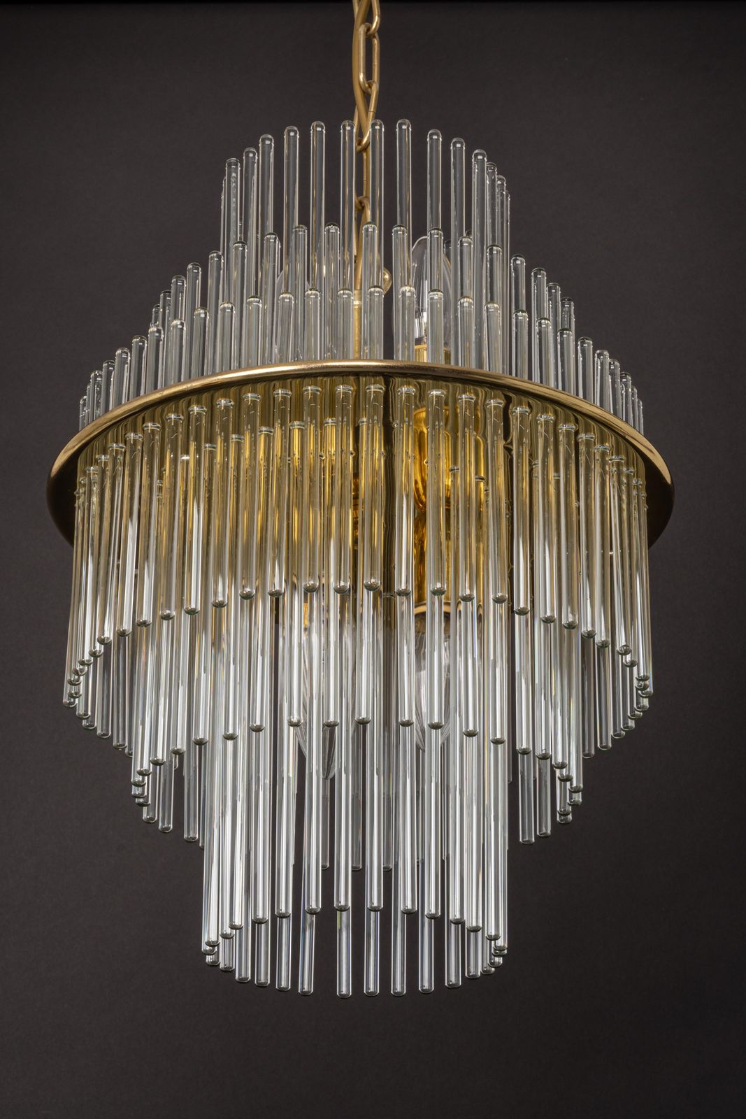 photo for sale 1 Of 2 Petite Crystal Glass Rod Pendant Light, Germany, 1970s