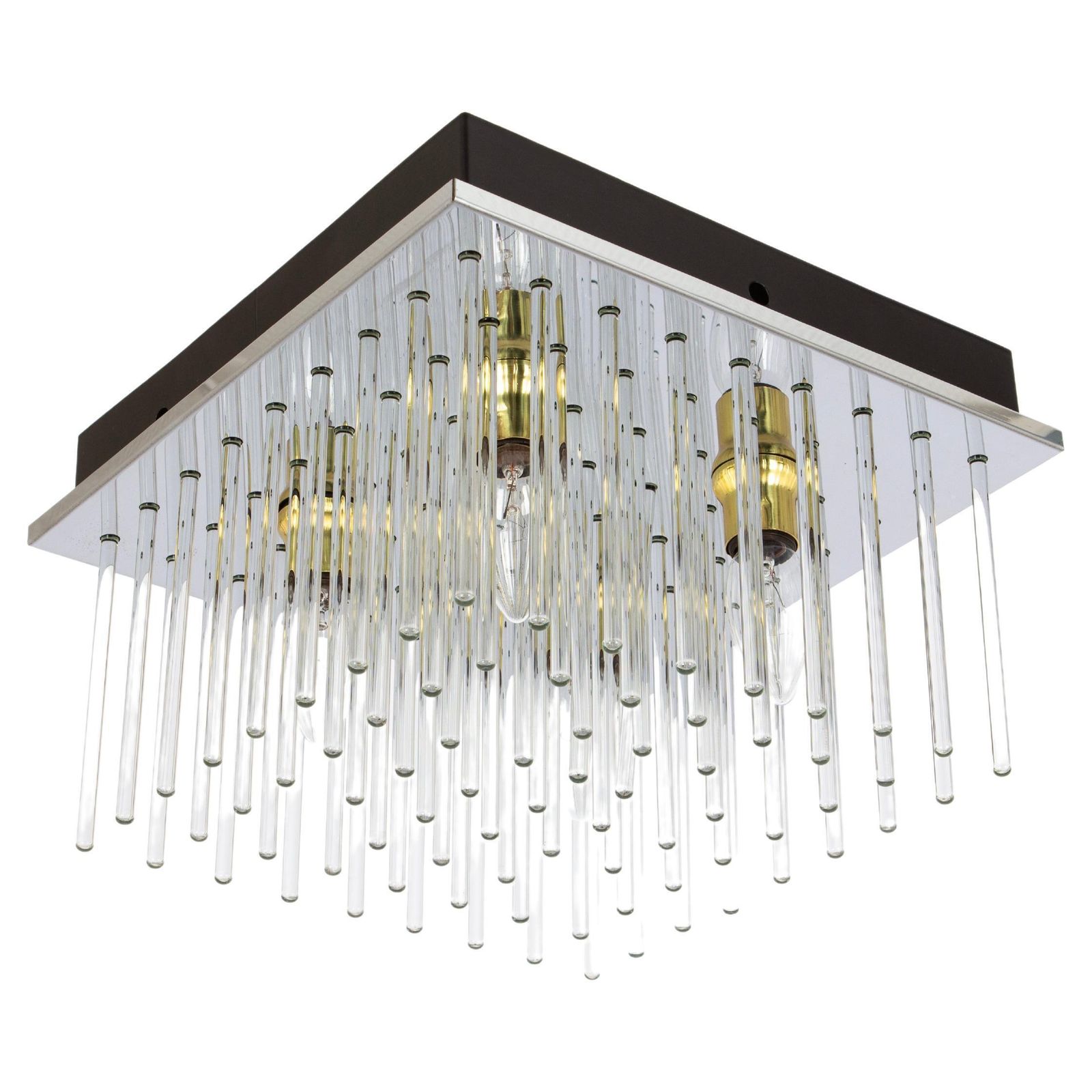 Stunning Petite Sciolari Glass Rods Flush Mount, Italy, 1960s
