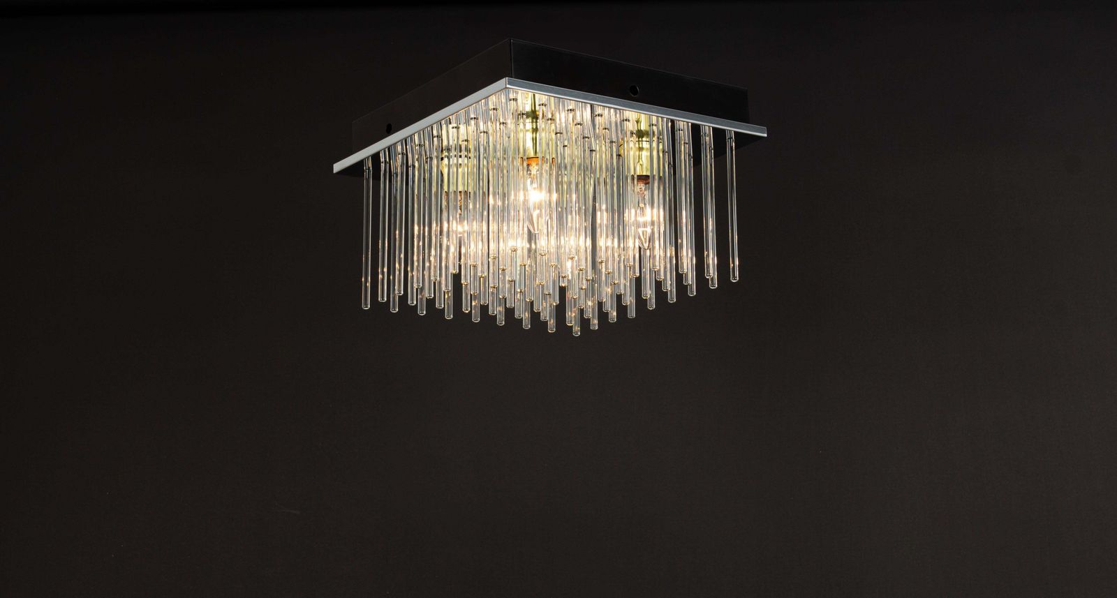 photo furniture Stunning Petite Sciolari Glass Rods Flush Mount, Italy, 1960s